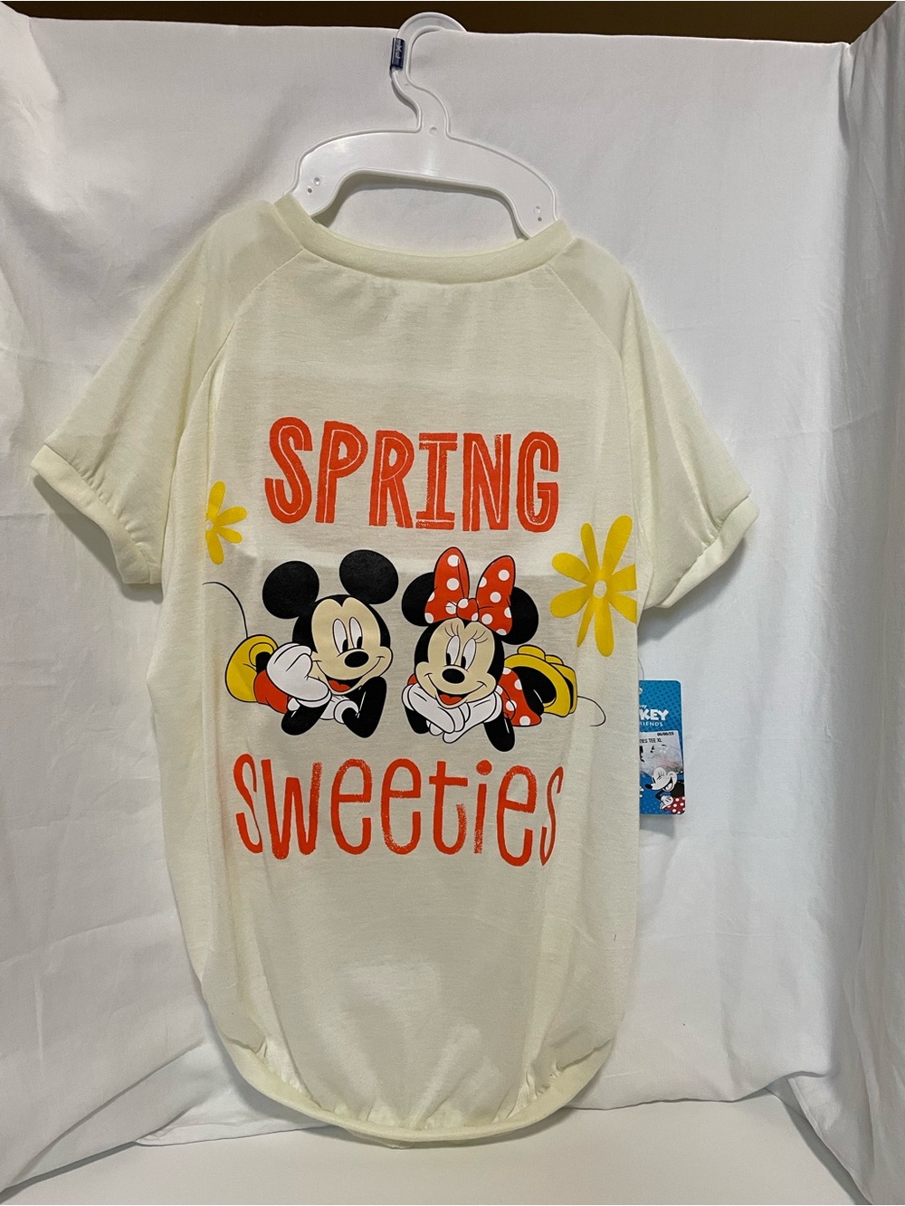 Disney Cream Short-Sleeve Tee with Mickey & Minnie "Spring Sweeties" Graphic
